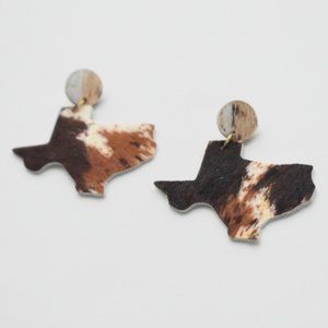 Brown Homestead Farms Faux Cow Hide Texas Post Earrings